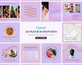 Purple Pink Gradient Instagram posts for Small Business and Engagement