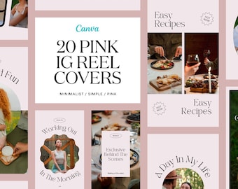 20 portadas minimalistas de carretes de Instagram rosas para pequeñas empresas y compromiso / Plantilla de lujo / Historia de Instagram