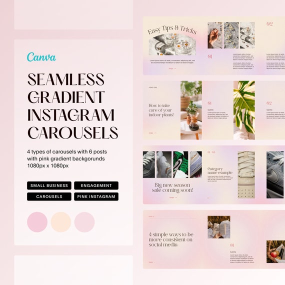 Pink Gradient Instagram Posts Carousel for Small Business and | Etsy