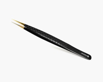 Aether® Eyelash Tweezers -Diamond Grip - Extension Volume Isolating Individual - Black & Gold