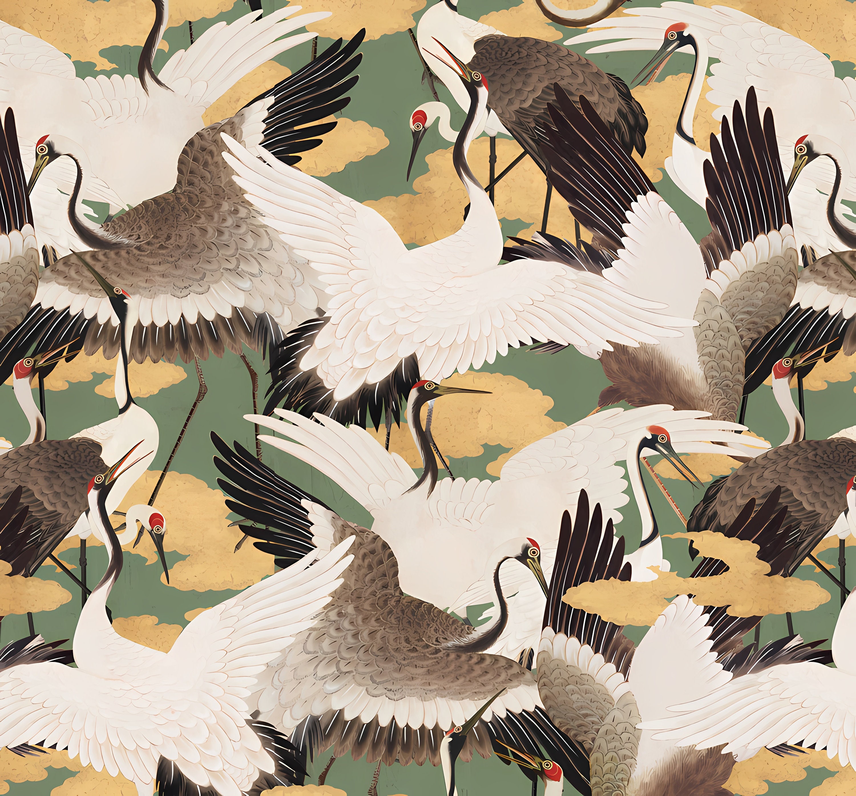 Cranes Wallpaper Printed Wallpaper peel and Stick Wall - Etsy