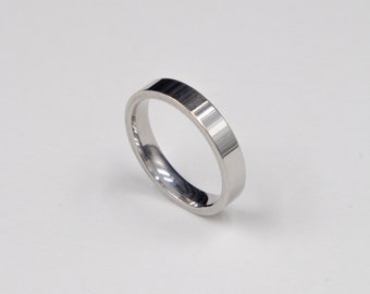 Silver stainless steel band ring 4 mm - Minimalist ring for women - Band ring for men