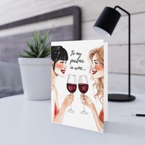 Tarjeta de felicitación "Socio en el Vino": para amigos, celebraciones, aniversarios, cumpleaños divertidos y regalos únicos para amantes de las bebidas.