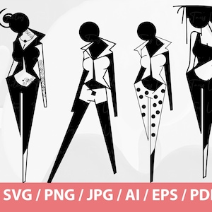 女性のファッションシルエット - ファッションガール svg、ファッションクリップアート、ガール svg、女性 svg、女性のシルエット、女性 SVG、ファッション png、即時ダウンロード