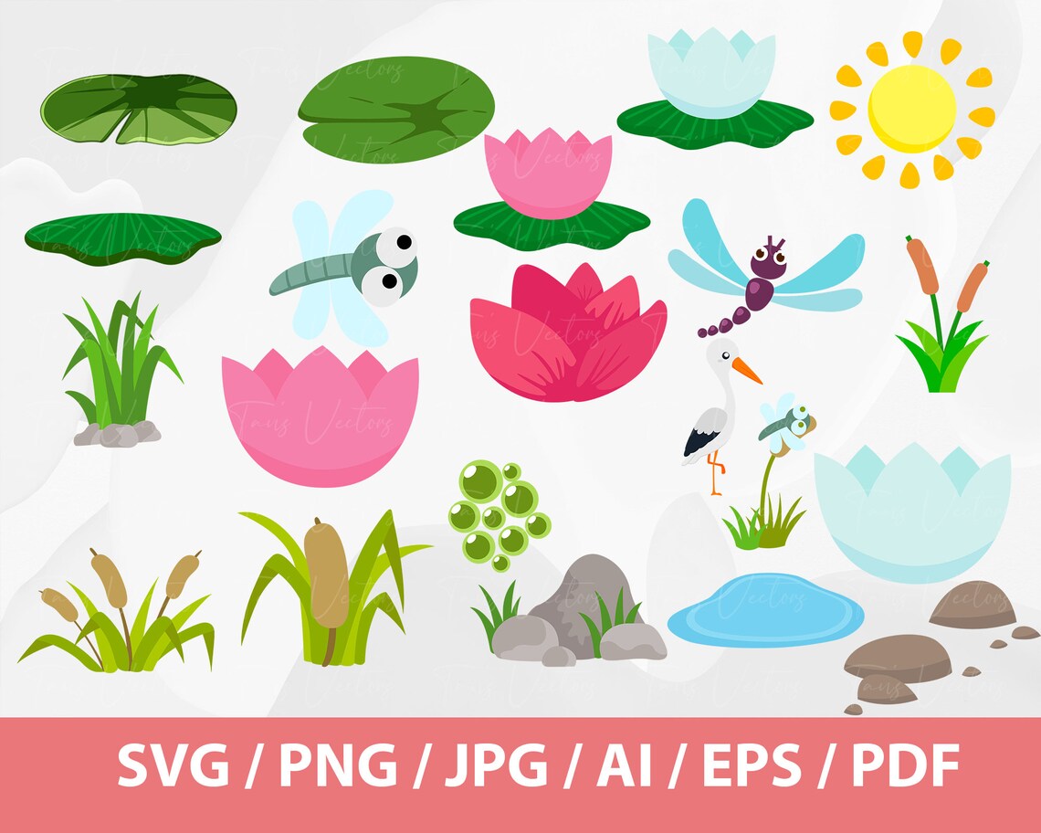 Babby Frogs Clipart SET - Frog Svg,cute Green Frog Svg,lilypads,frog ...