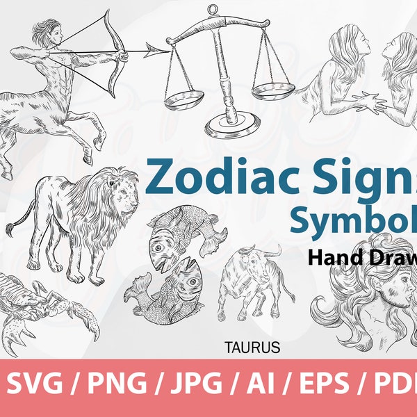 Zodiac Signs, SVG, EPS, PNG, Bundle, Zodiac Symbols svg, Astrology, Zodiac Sign Clipart Bundle, Astrology signs Svg Bundle, Zodiac svg png