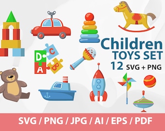 Kids Toys SVG - Child Toys PNG, Kids Toys Png, Png Printable Files, Toys Graphics, Toys Vector Clipart, Instant Download, Kids Toys Clipart