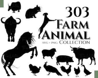 Farm Animal Collection - Farm Animal SVG, Animal Silhouette, Farm Life Svg, Farm House Svg, Horse Svg, Dog svg, Cat svg, Pig svg, Cow svg