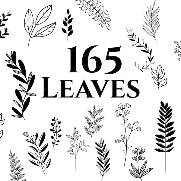 LEAVES SVG - 165 Leaf svg file, Leaves SVG Bundle, Branches svg, Leaves clipart, Hand drawn leaves, Leaf silhouette, Plant, Paper Leaves,