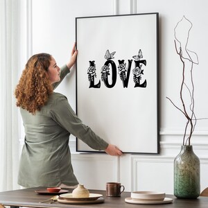 Love SVG - Valentine Svg, Love Lettering SVG, Butterfly and Love, Rose and Love, Love t-shirt Design, Valentine SVG Hand Lettered, Love png image 3