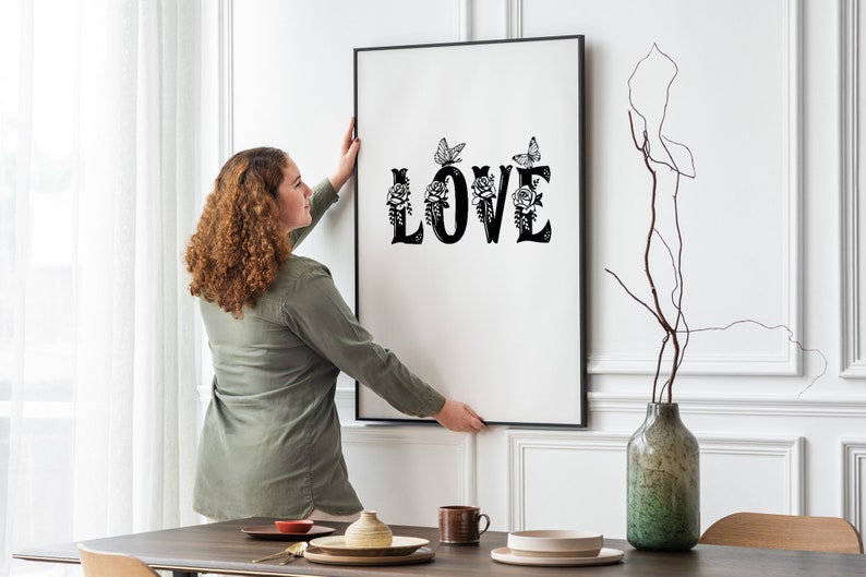 Love SVG - Valentine Svg, Love Lettering SVG, Butterfly and Love, Rose and Love, Love t-shirt Design, Valentine SVG Hand Lettered, Love png image 3