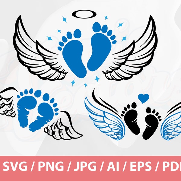 Baby Footprints, Baby Loss SVG Memorial Svg, Pregnancy and Infant Loss SVG, Baby Loss SVG, Angel Wings svg, Little Angel svg, Mom Life svg,