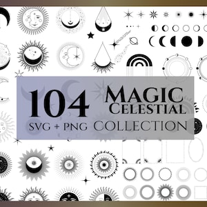 Magic Celestial Collection SVG - Sun and Moon svg, Celestial Svg, Mystical Moon Clipart,Magic and Celestial svg,Celestial Frame,Mystical Sun