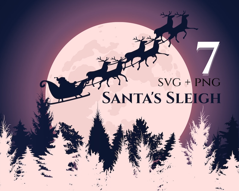 Santa's Sleigh SVG - Santa Claus SVG, Reindeer Clipart, Reindeer ...