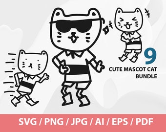Cute Mascot Cat - Funny Cat SVG Bundle, Cat SVG, Cat lady svg, crazy cat lady svg, cat lover svg, cats svg, kitty svg, Girl Shirt Svg, shirt