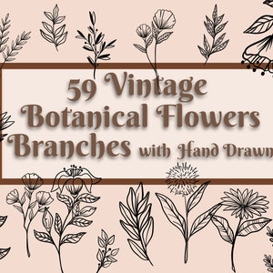 Botanical Flowers and Branches - Flower Svg, Botanical Clipart, Flower Clipart,Floral, Leaves and Branches Bundle,Wildflowers svg, plant svg