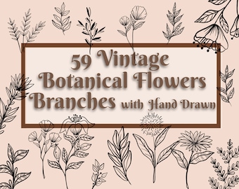 Botanical Flowers and Branches - Flower Svg, Botanical Clipart, Flower Clipart,Floral, Leaves and Branches Bundle,Wildflowers svg, plant svg