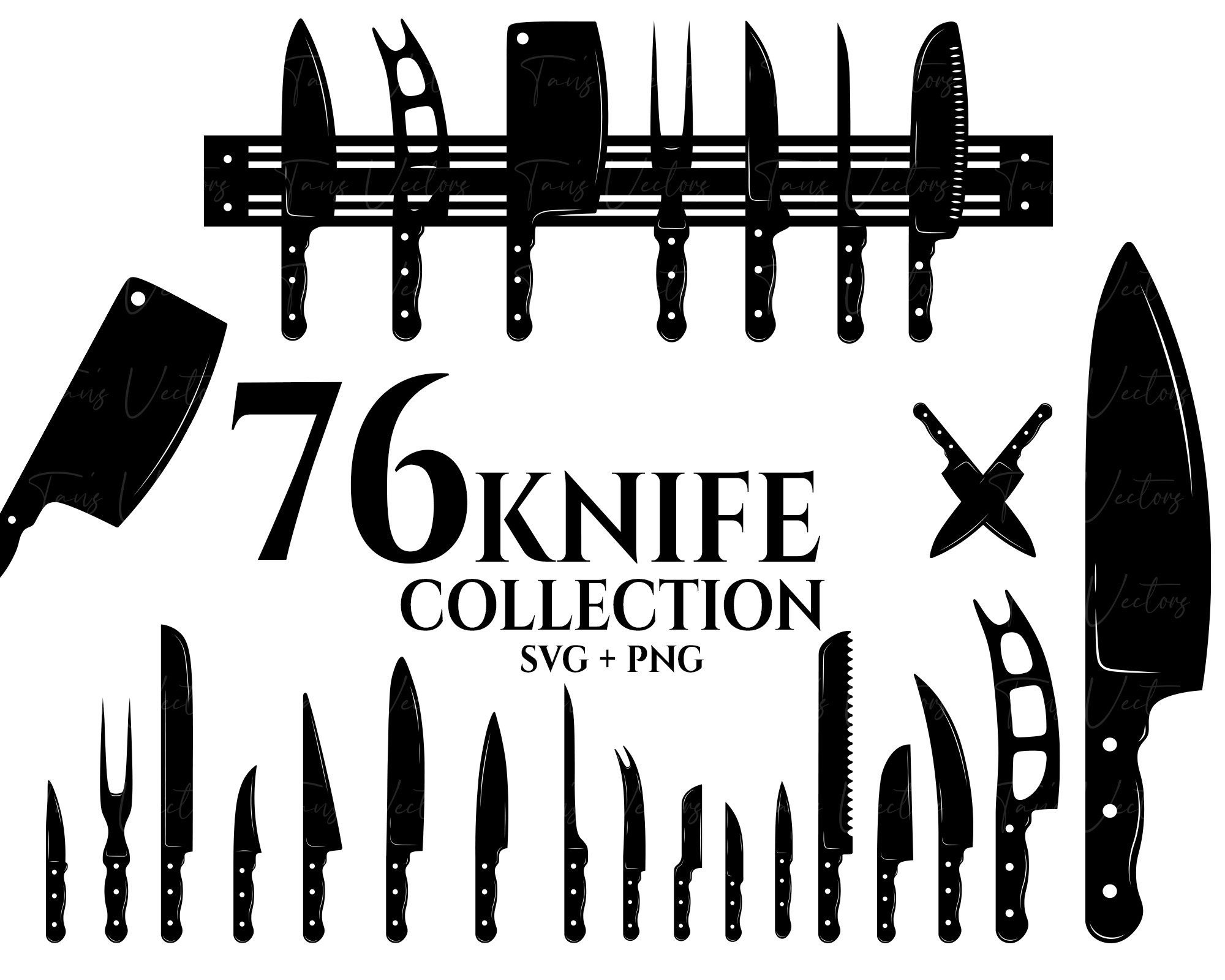 Knife Collection SVG - Knife svg, Kitchen Knife, Cook Knife Svg, Knife Silhouette, Chef Knife Clip Art, Chef Knife Logo, Meat Cleaver svg,