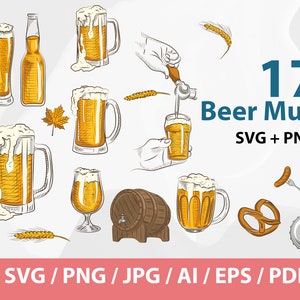 Beer Mug Set - Instant Download, Digital Download, svg, ai, eps, png, and jpg files included! Beer Glass, Beer Stein, Alcohol, Beer Mug Set
