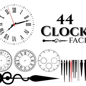 Clock Face Collection - Clock Face Svg, Clock Face Template, Clock Stencils, Clock Silhouette, Wall Clock Vector, Hour and Minute Hand,Clock