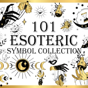 Gold and Black Esoteric Symbols Collection - Tattoo Symbols, Mystical Symbols, Magic Symbols, Celestial Symbols,Mystical svg, Magic Svg, png