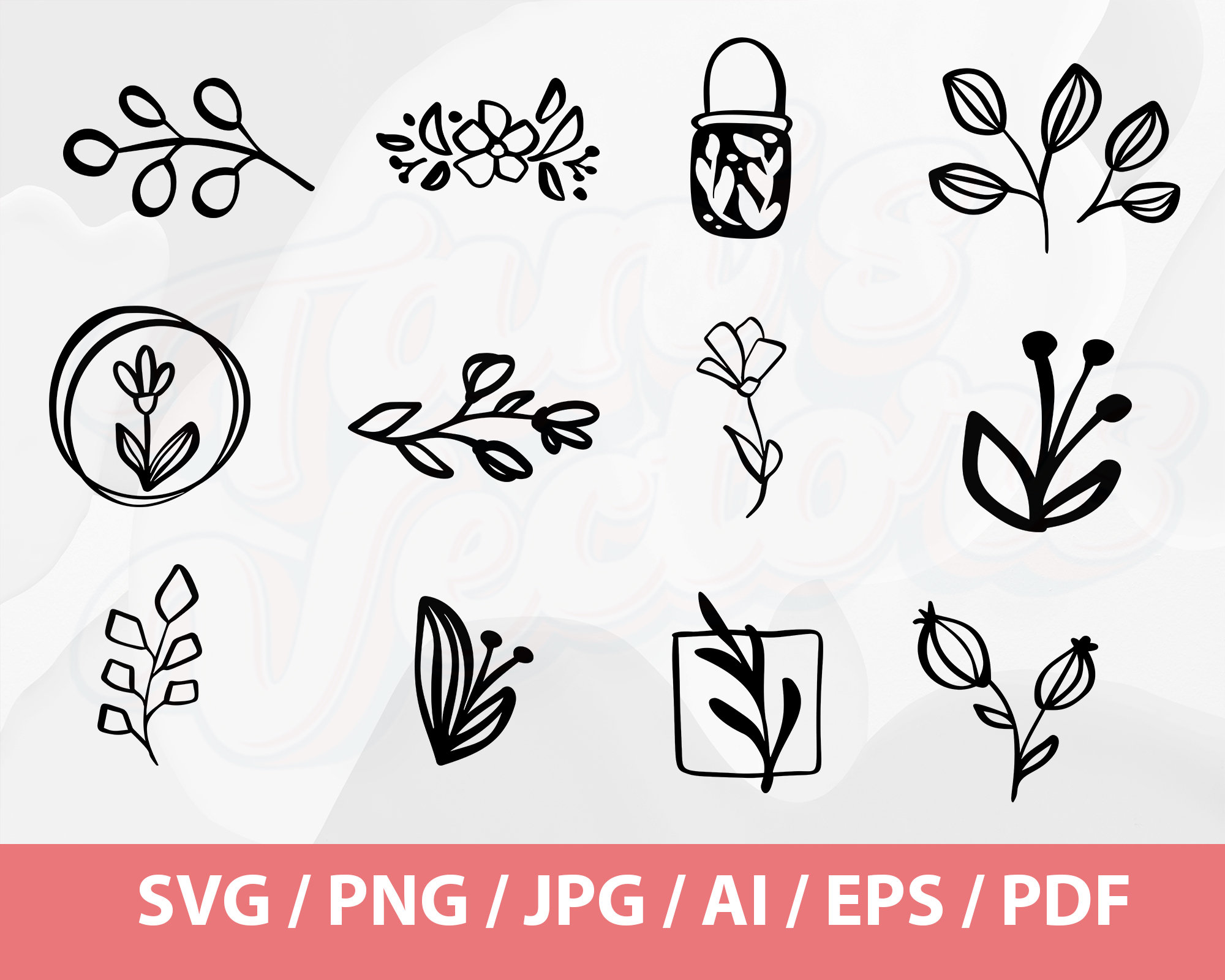43 Botanical Floral Logos - Wildflowers Svg, Floral Svg, Plant Svg ...