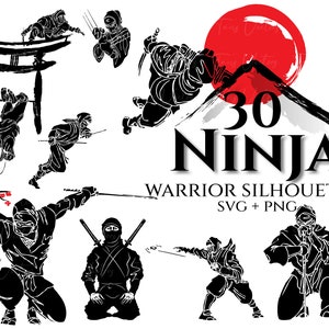 Ninja Warrior Silhouette - Ninja svg, Ninja Clipart, Ninja Silhouette, Ninja Warrior svg, Ninja Poses, Ninja png, Ninja Fighter svg, Ninja