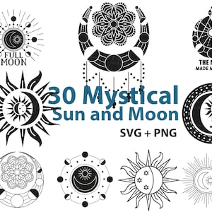 Celestial Sol e Lua SVG - Lua Mística svg, Lua Celestial svg, Celestial svg, Lua svg, Sol svg, Celestial png, zodíaco, Astrologia svg