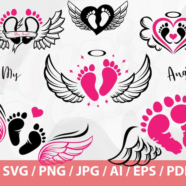 Baby Loss SVG Memorial Svg, Baby Footprints, Pregnancy and Infant Loss SVG, Baby Loss SVG, Angel Wings svg, Little Angel svg, Mom Life svg,