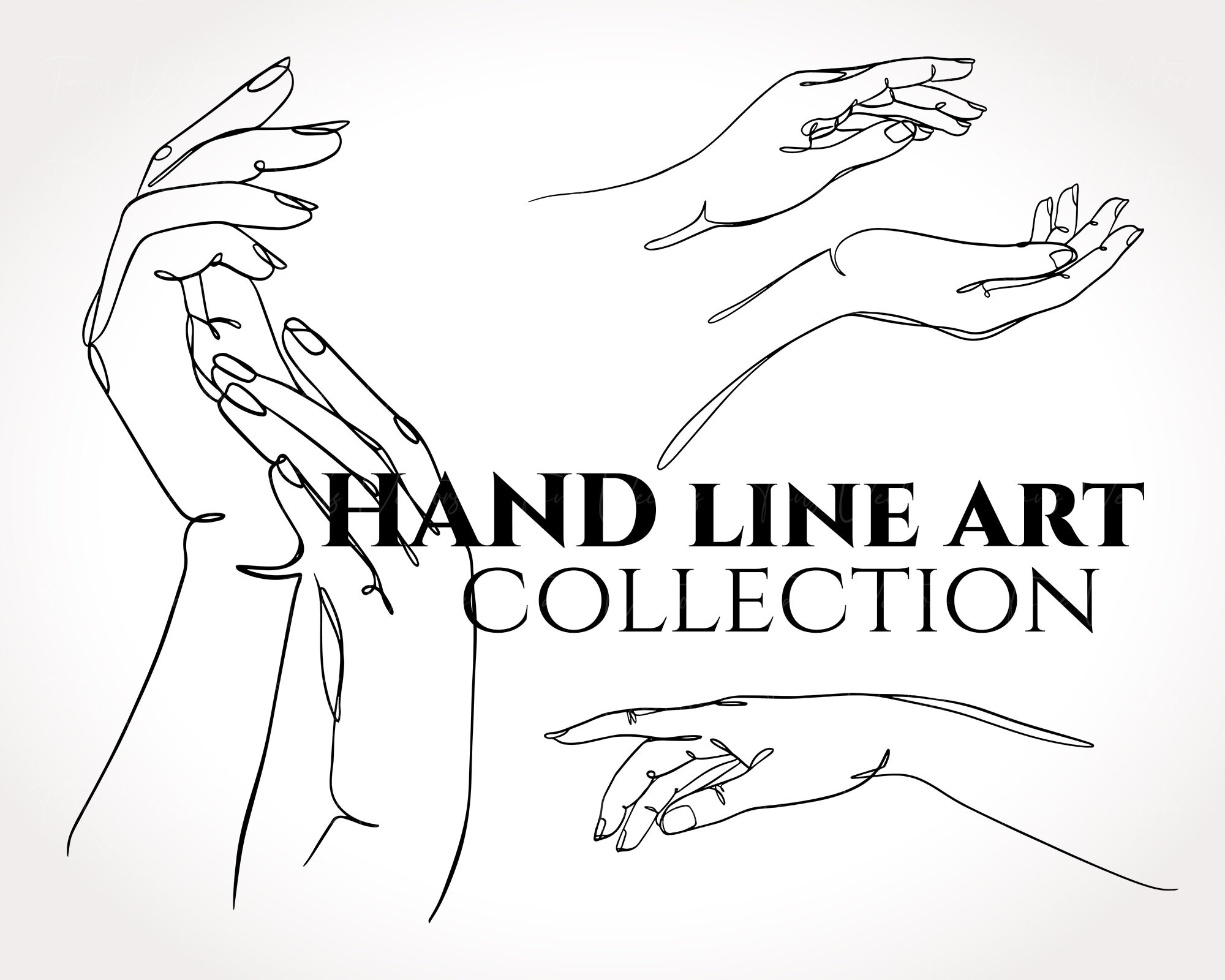 Set of Art Supplies Line Art Illustrations White Fill Hand Drawn