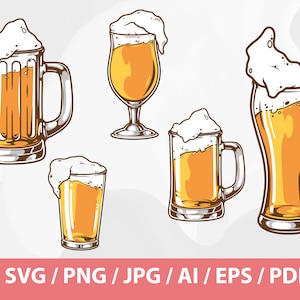 Beer Mug Set - Instant Download, Digital Download, svg, ai, eps, png, and jpg files included! Beer Glass, Beer Stein, Alcohol, Beer Mug Day