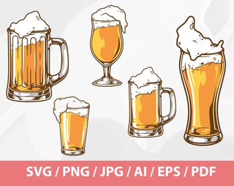 Beer Mug Set - Instant Download, Digital Download, svg, ai, eps, png, and jpg files included! Beer Glass, Beer Stein, Alcohol, Beer Mug Day