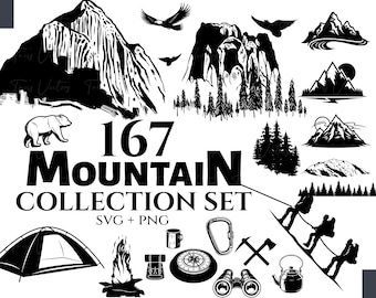 Mountain SVG - Camping svg, Mountain Silhouette, Mountains svg, Mountain Clipart, Mountains and Trees svg, Outdoor svg, Camping Symbol, png