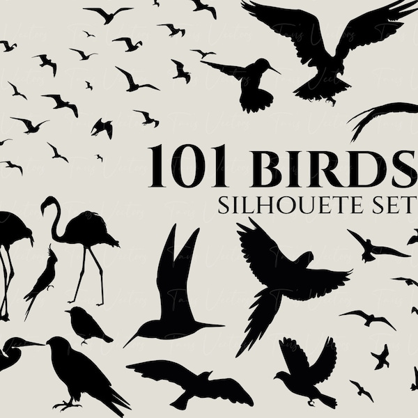 Birds Silhouette Set - Bird svg, Bird Silhouette, Flock of Birds, Swan Silhouette, Parrot svg, Birds Tattoo, Bird Svg Bundle, Flying Bird