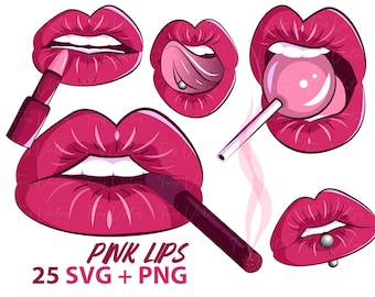 Sexy Pink Lips SVG - Sexy fashion lip, Pink Lip svg, Kiss design, valentine day, woman lip svg, kiss svg, Sexy Mouth Silhouette, lip clipart