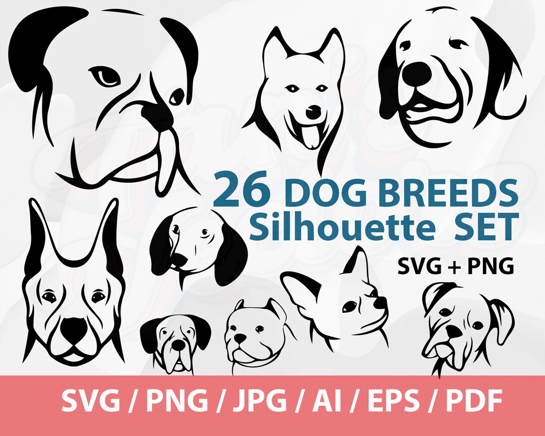 Dog Breeds Silhouette SET - Dog Svg Bundle, Dog Silhouette Svg Bundle ...