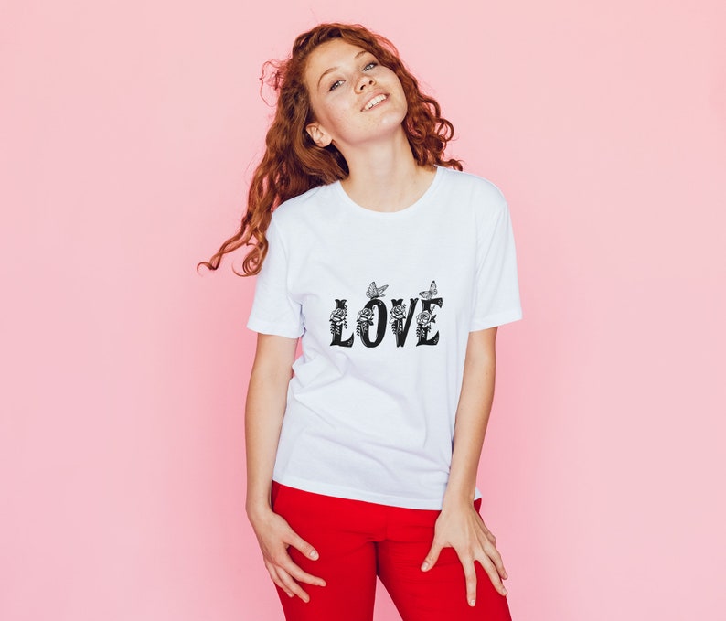 Love SVG - Valentine Svg, Love Lettering SVG, Butterfly and Love, Rose and Love, Love t-shirt Design, Valentine SVG Hand Lettered, Love png image 4