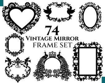 vintage Mirror Frames Set - Mirror Frame Svg, Frame Svg, Monogram Frame, Wedding Frame svg, cadres ornementaux anciens, Rectangle frame svg