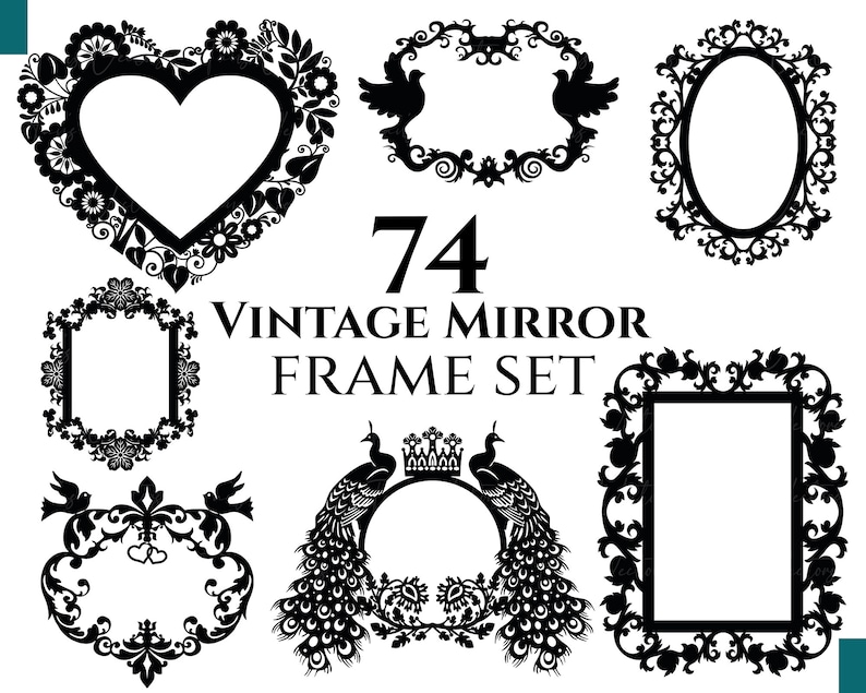 Vintage Mirror Frames Set Mirror Frame Svg Frame Svg Etsy