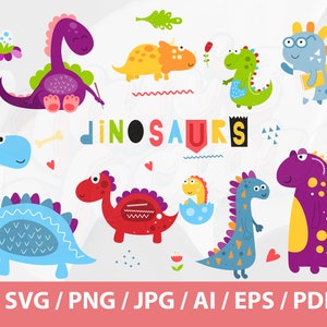 かわいい恐竜のクリップアート - 恐竜 SVG、赤ちゃん恐竜のクリップアート、保育園の恐竜、水彩恐竜 PNG、恐竜 SVG、スクラップブック、恐竜のクリップアート