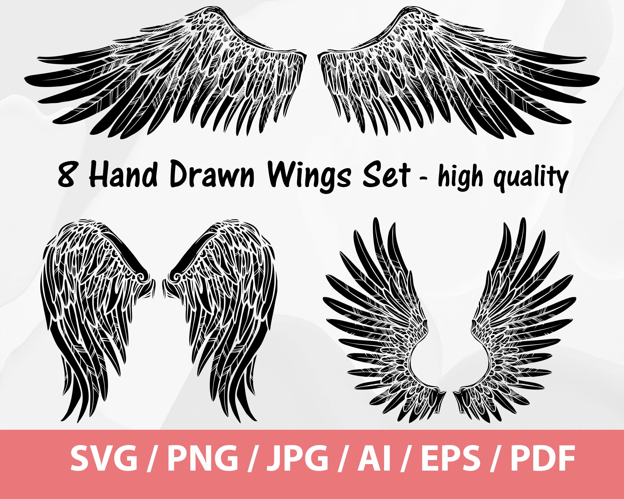Angel Wing Tattoos With a Heart in The - Etsy Angel Wing Tattoos With a Heart in The - Etsy