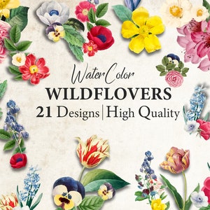 Colorful Wildflowers SVG - Wildflower svg, Wedding flower, Bouquet svg, Floral Leaves,Branches svg, Bouquet, Blooming Flower, Summer Flowers