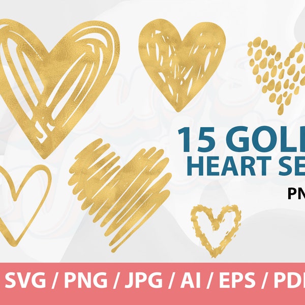 Gold foil hearts clipart, Gold glitter heart, Gold heart clipart, Heart overlays, Heart design elements,Valentine's day,Gold logo,Banner,PNG