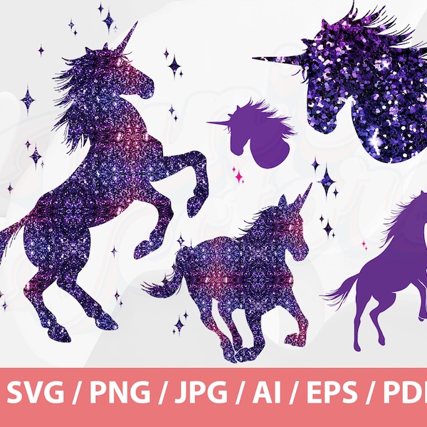 Unicorn PNG Bundle - Unicorn Clipart, Unicorn Png, cute unicorn vectors, unicorn birthday clip art, magic purple pegasus, Silhouette t-shirt