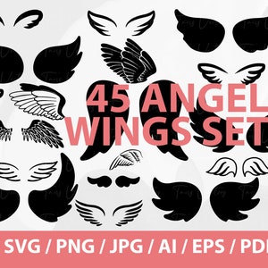 Angel Wings Set - Alas svg, Angel Svg, Angel Wings Silhouette, Memorial svg, angel in heaven svg, Baby Loss Memorial Svg, angel wings vector