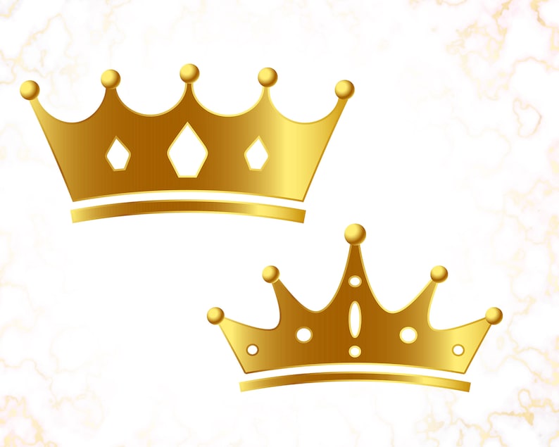 Golden Crown Set Gold Crowns Clipart Royal Crown Svg Gold Etsy