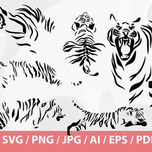 Tiger Vector Set Tiger SVG Tiger Clipart Tiger Files - Etsy