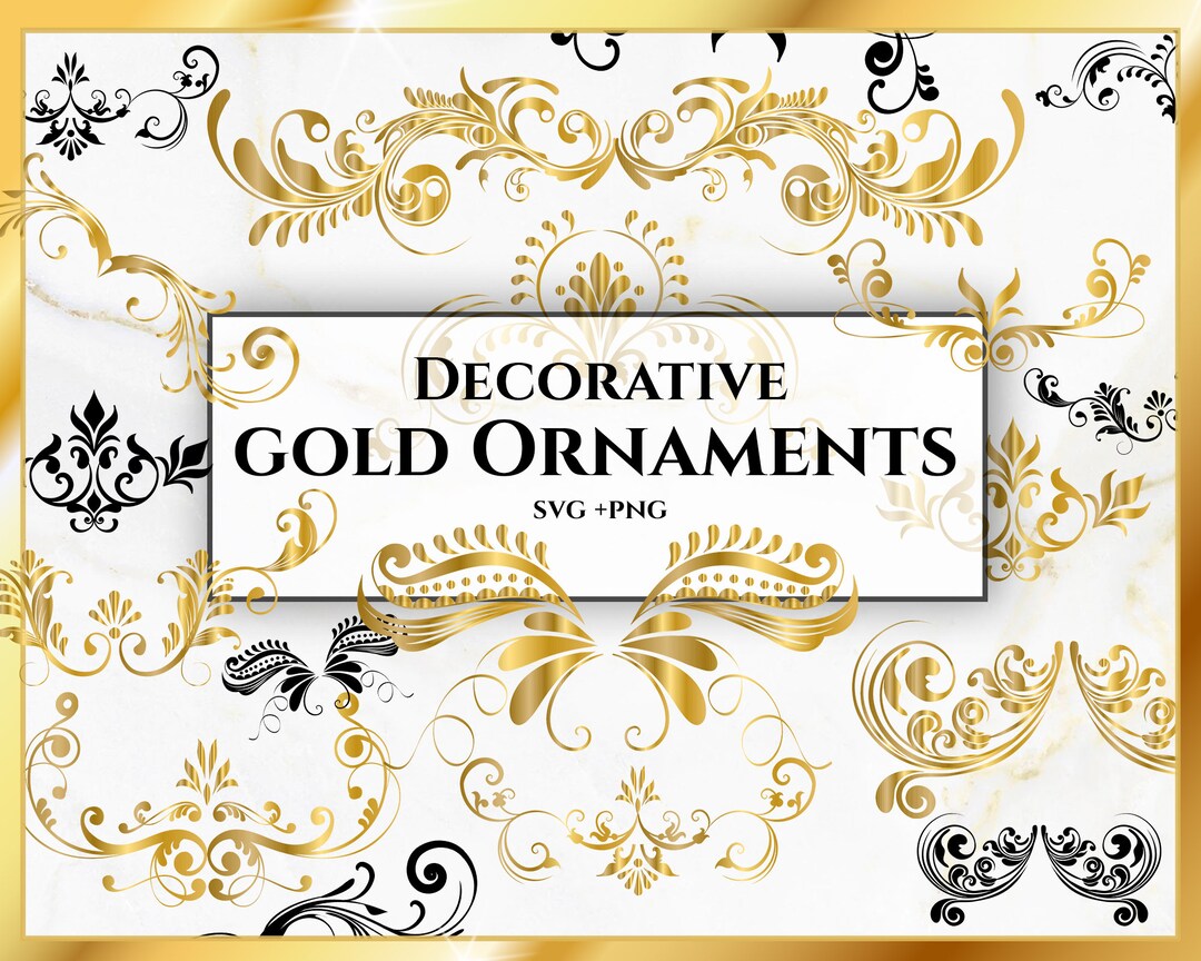 Gold Decorative Ornament SVG Vintage Ornament Svg, Swirls Svg