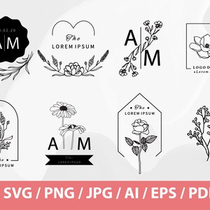 May include: A set of 10 black and white floral logo designs. The logos feature various floral elements, including roses, daisies, and lavender. The logos are perfect for businesses in the beauty, fashion, and wedding industries.