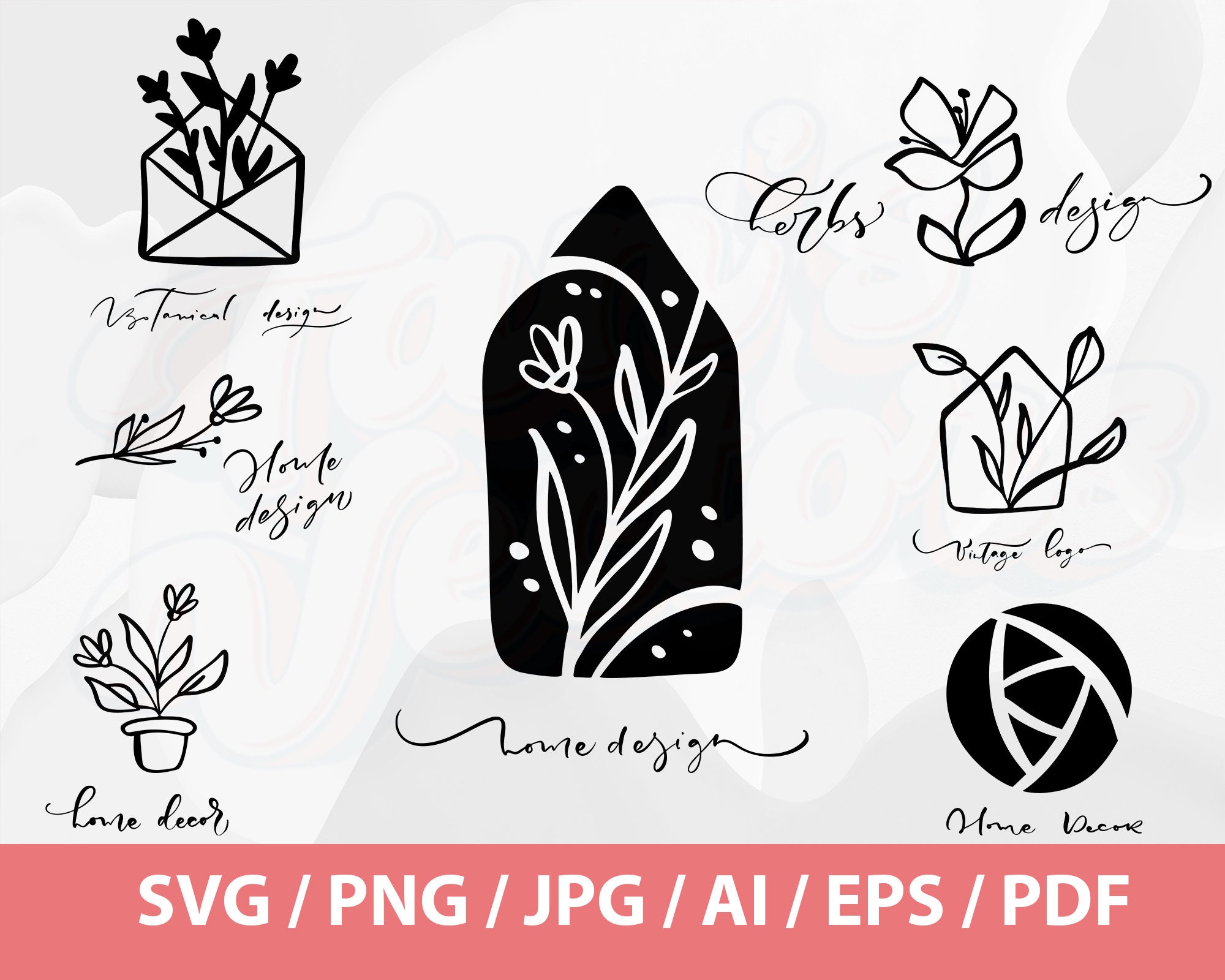 43 Botanical Floral Logos - Wildflowers Svg, Floral Svg, Plant Svg ...
